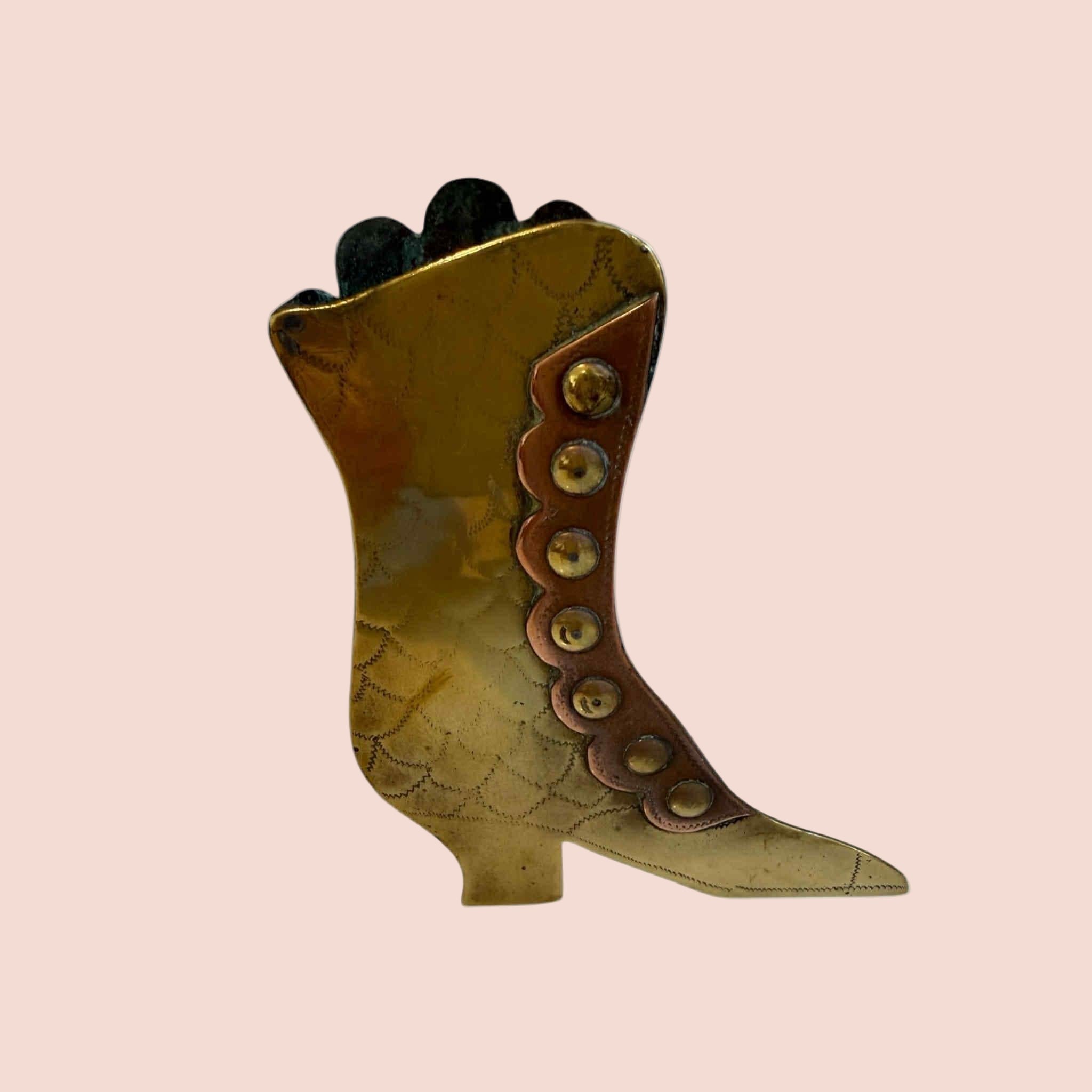 Vintage Copper & Brass Boot Ornament