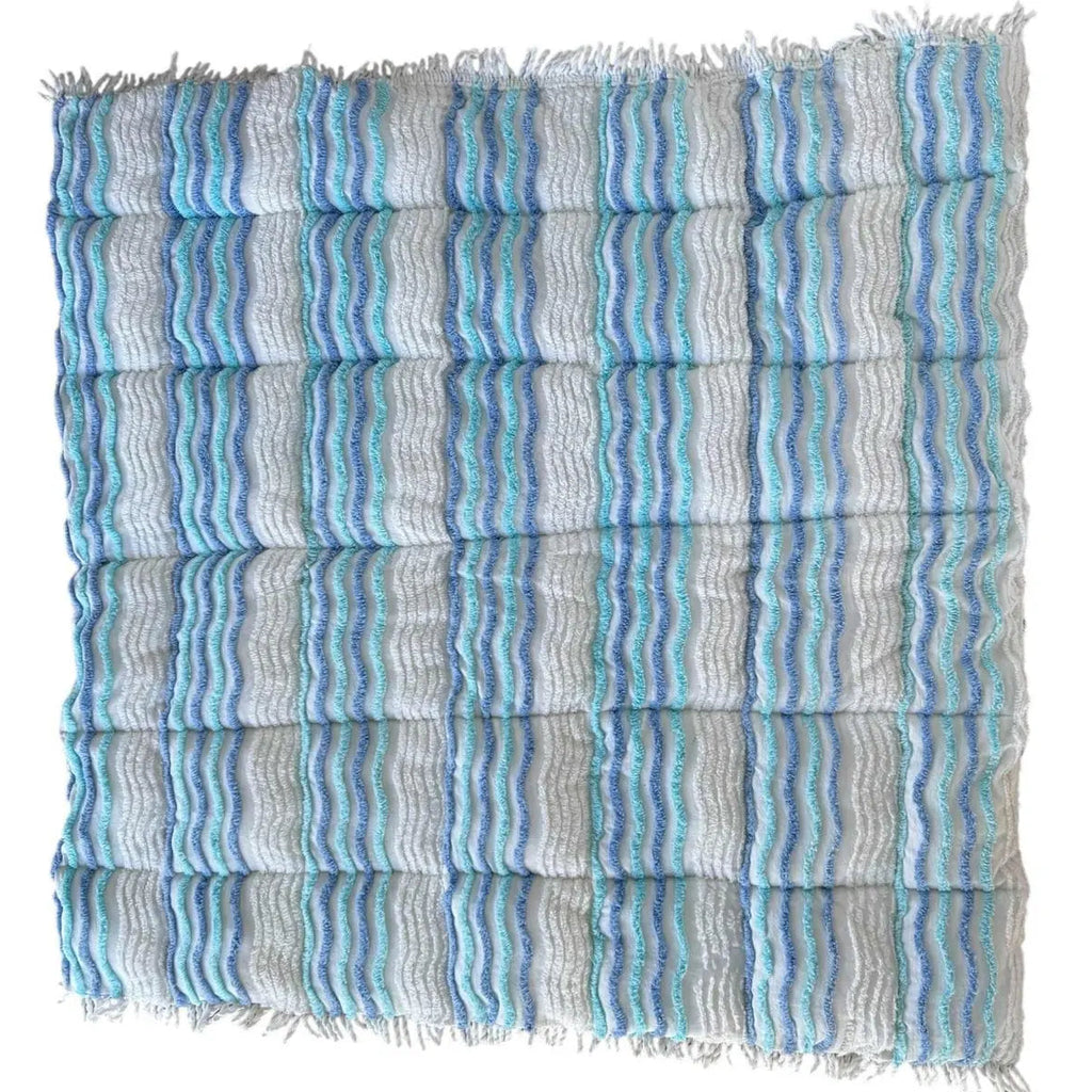 Retro Upcycled Dog Bed – Blue & White Waves Blanket