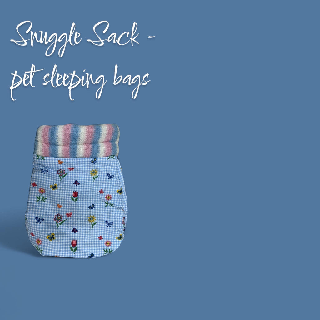 Upcycled 60s Fabric Pet Snuggle Sack: Cozy Dog Sleeping Bag