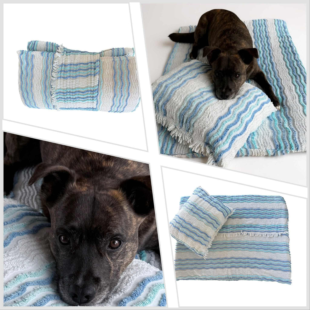 Vintage Handmade Candlewick & Chenille Beds - Blue & White