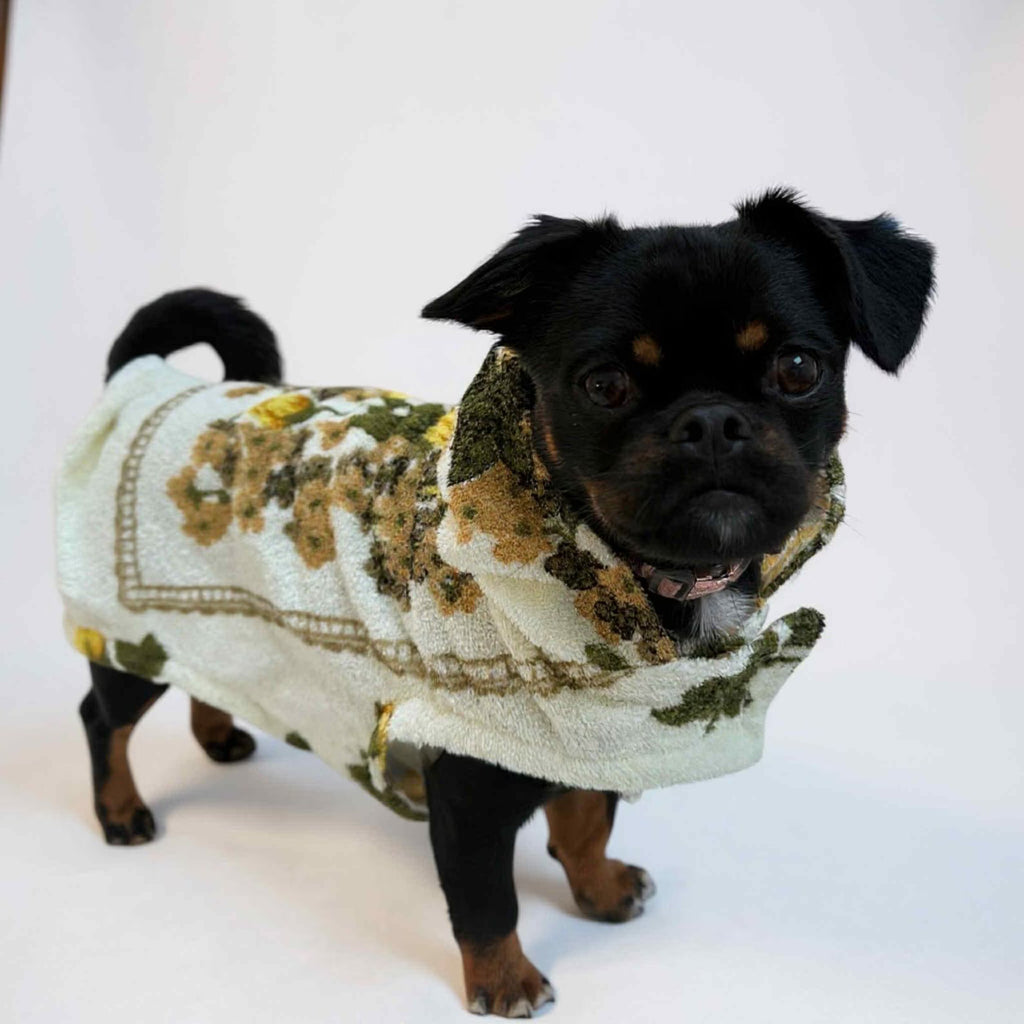 Retro Vintage Handmade Towelling Dog Jackets Small Floral
