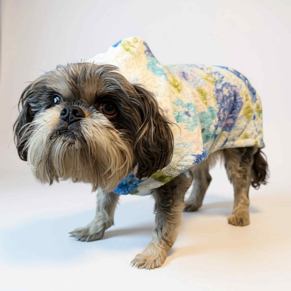Retro Vintage Handmade Towelling Dog Jackets Small Floral