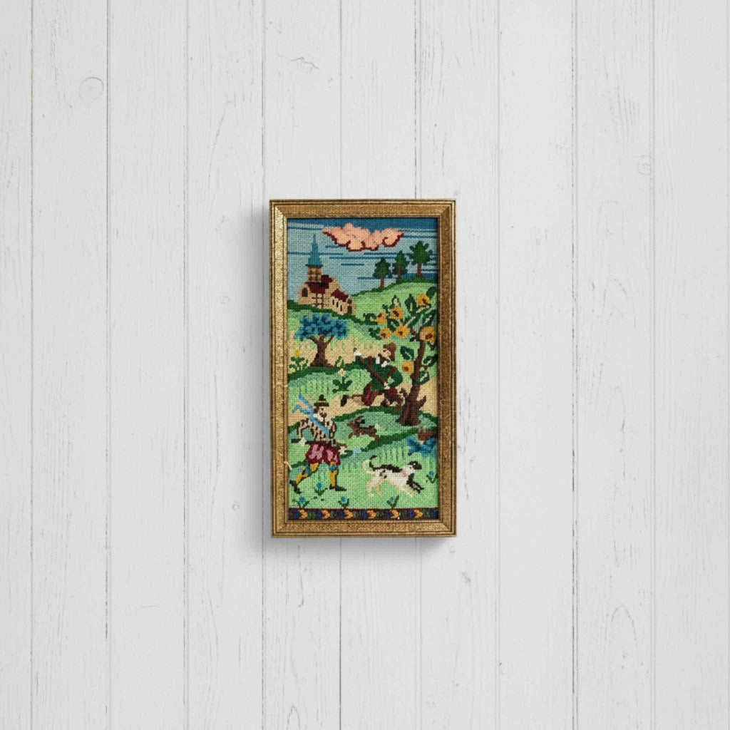 Vintage Framed Needlepoint Tapestry