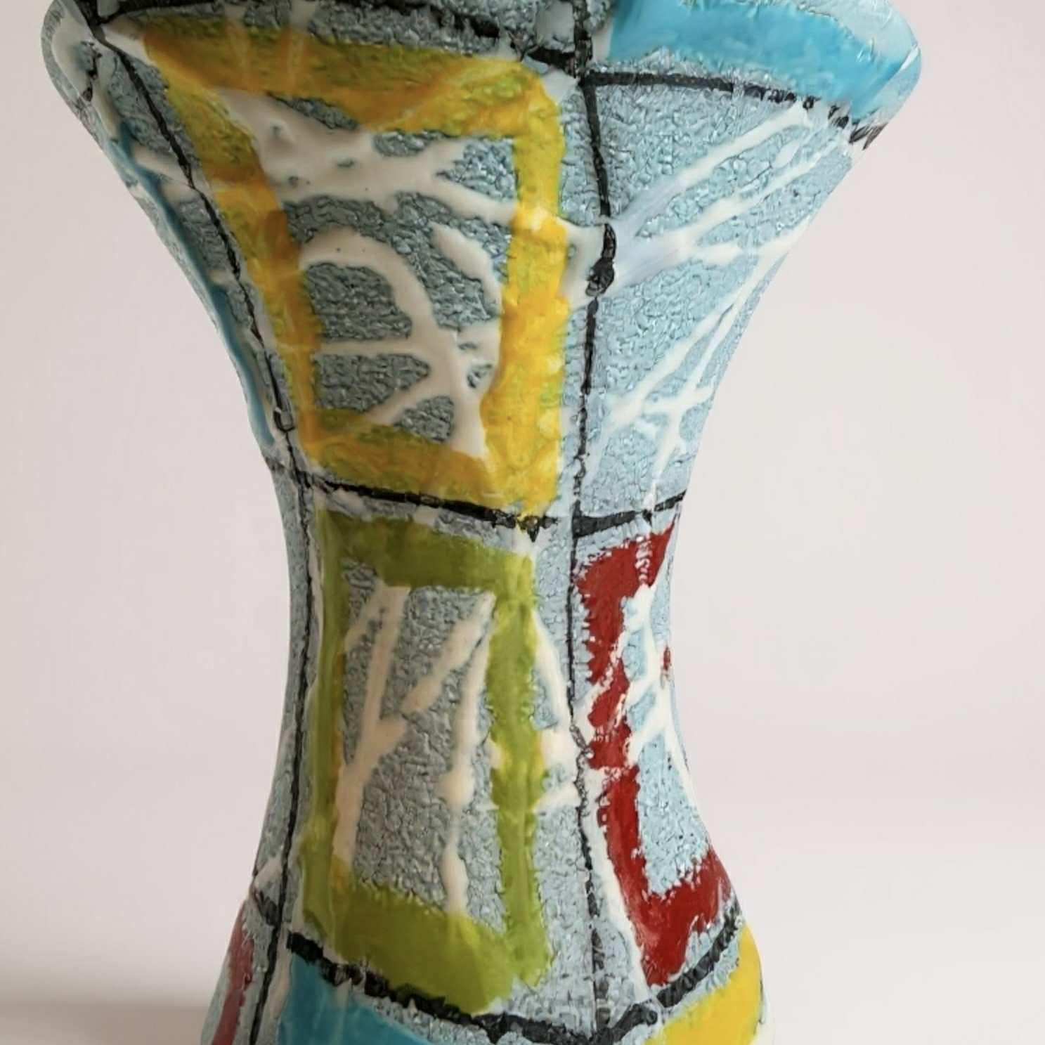 Mid-Century Italian Hand-Painted Vase - Geometric Design