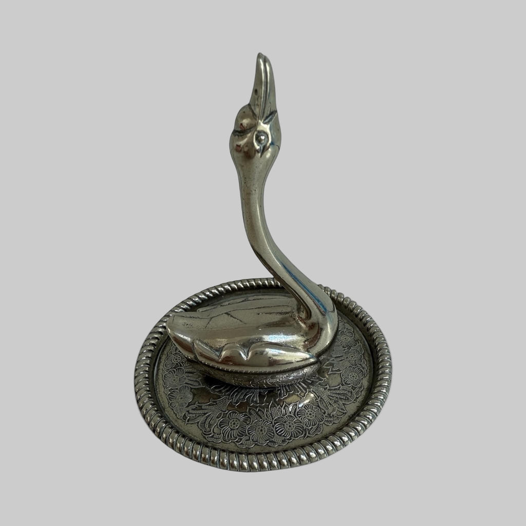 Vintage Silver-Toned Swan Trinket Dish