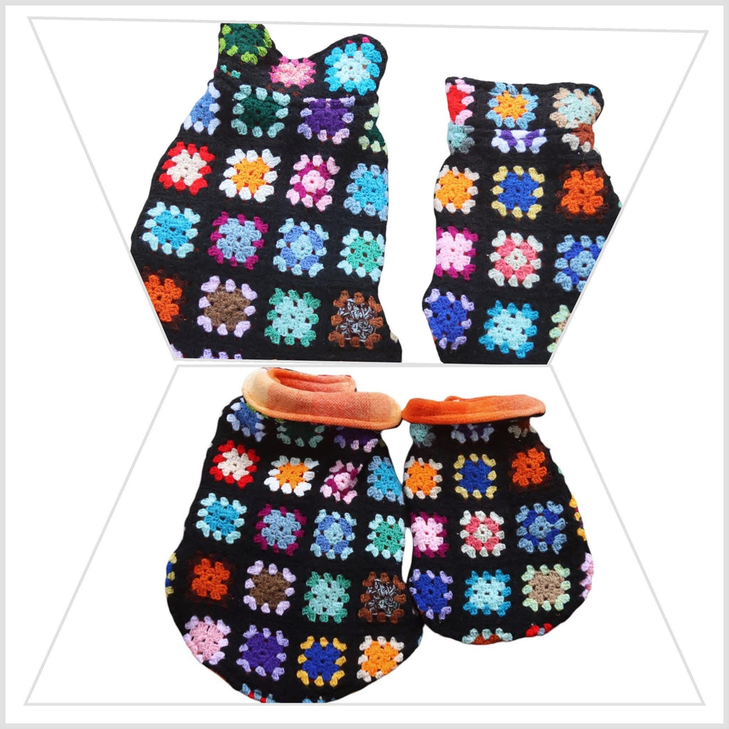 Upcycled Vintage Handmade Retro Crochet Dog Jacket