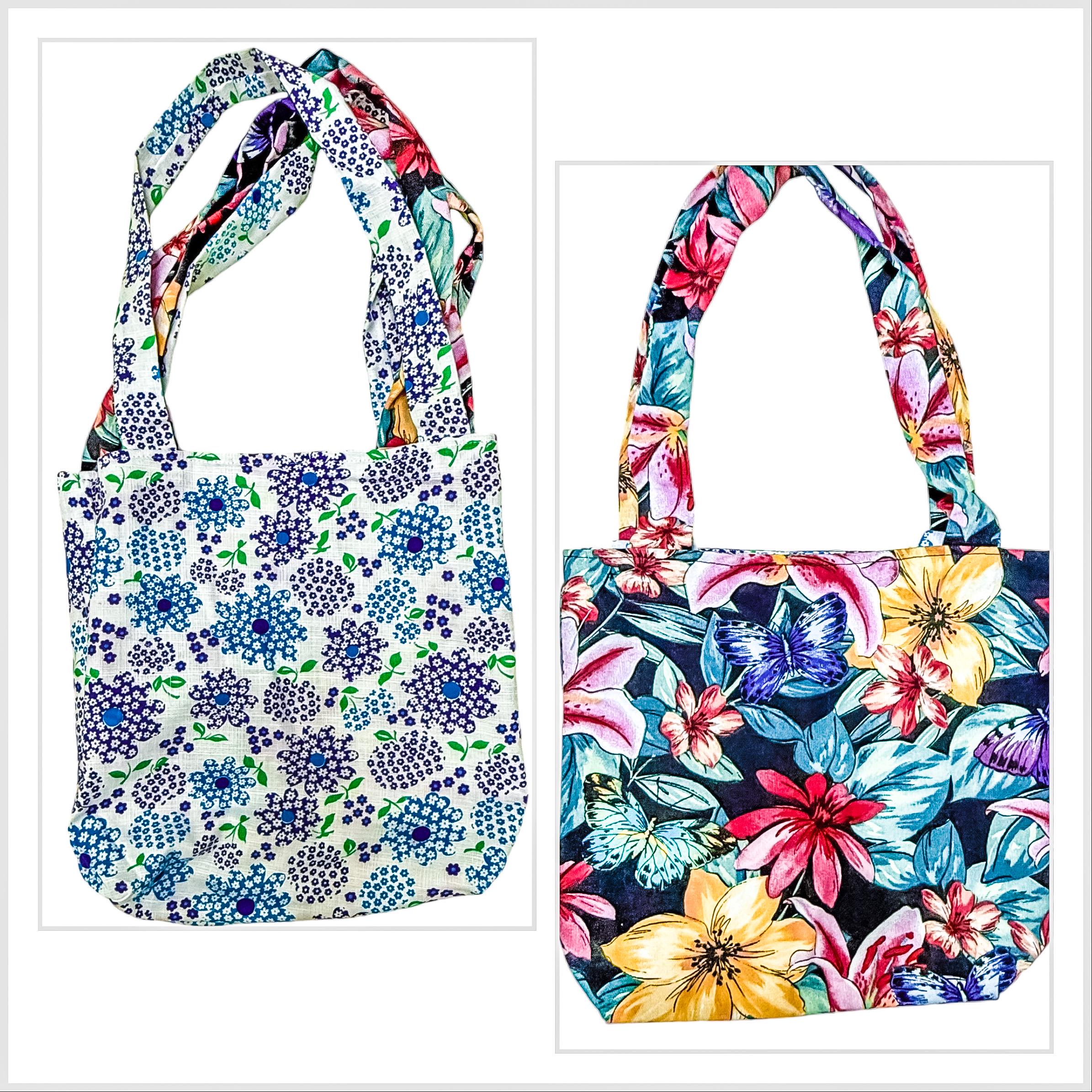 Vintage Handmade Reversible Retro 60s Fabric Tote Bag