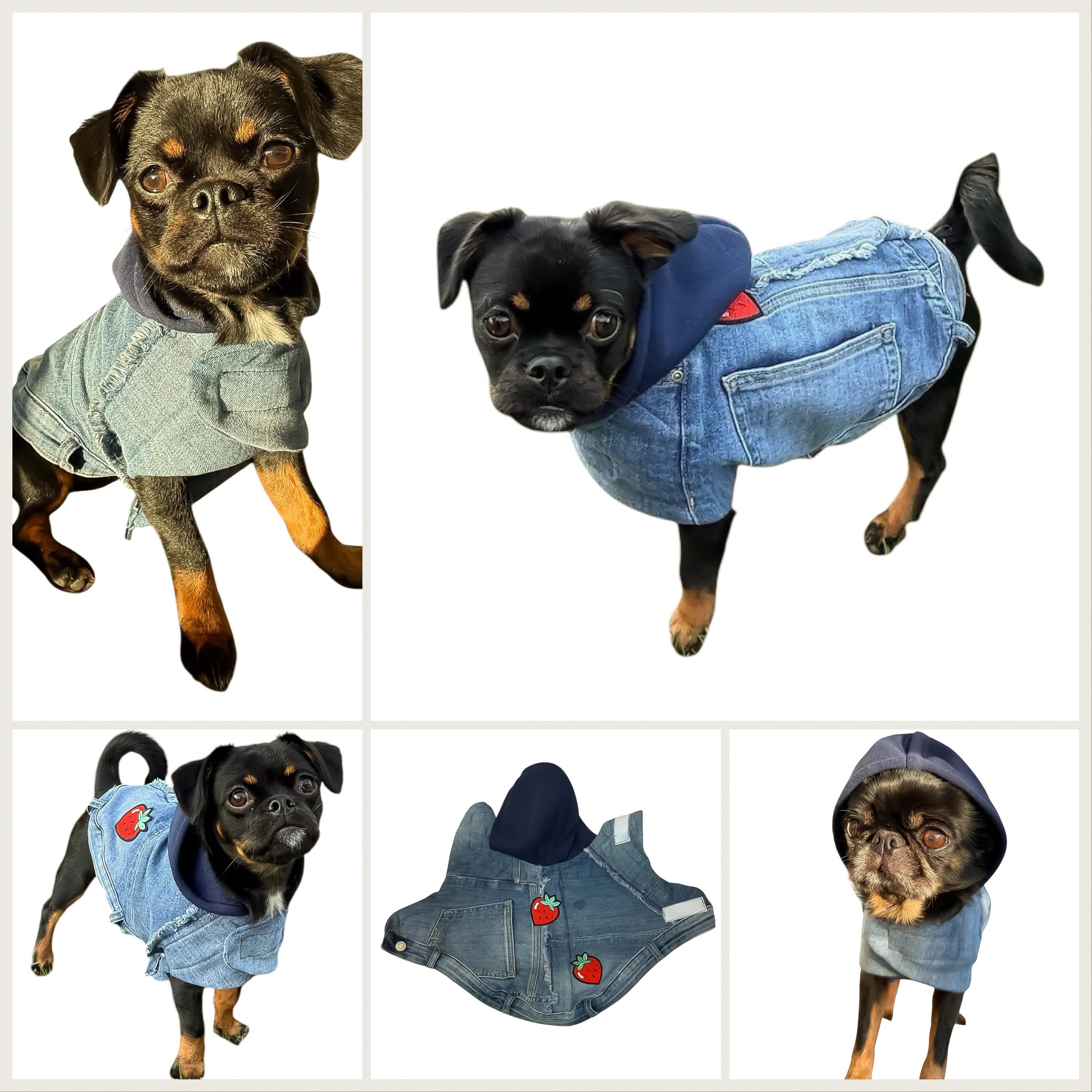 Upcycled Vintage Handmade Denim Dog Jacket - Small
