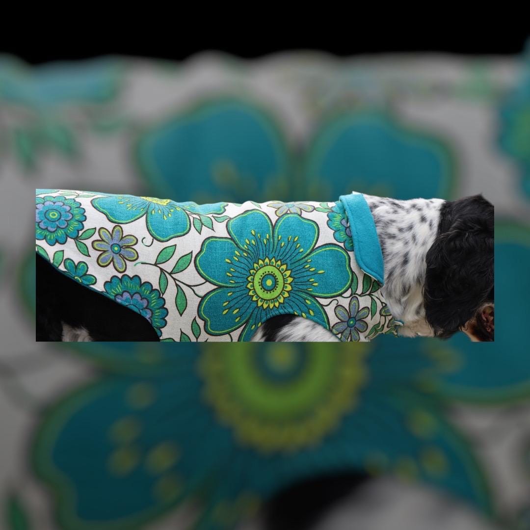 Upcycled Handmade Retro 60s Fabric Dog Jacket