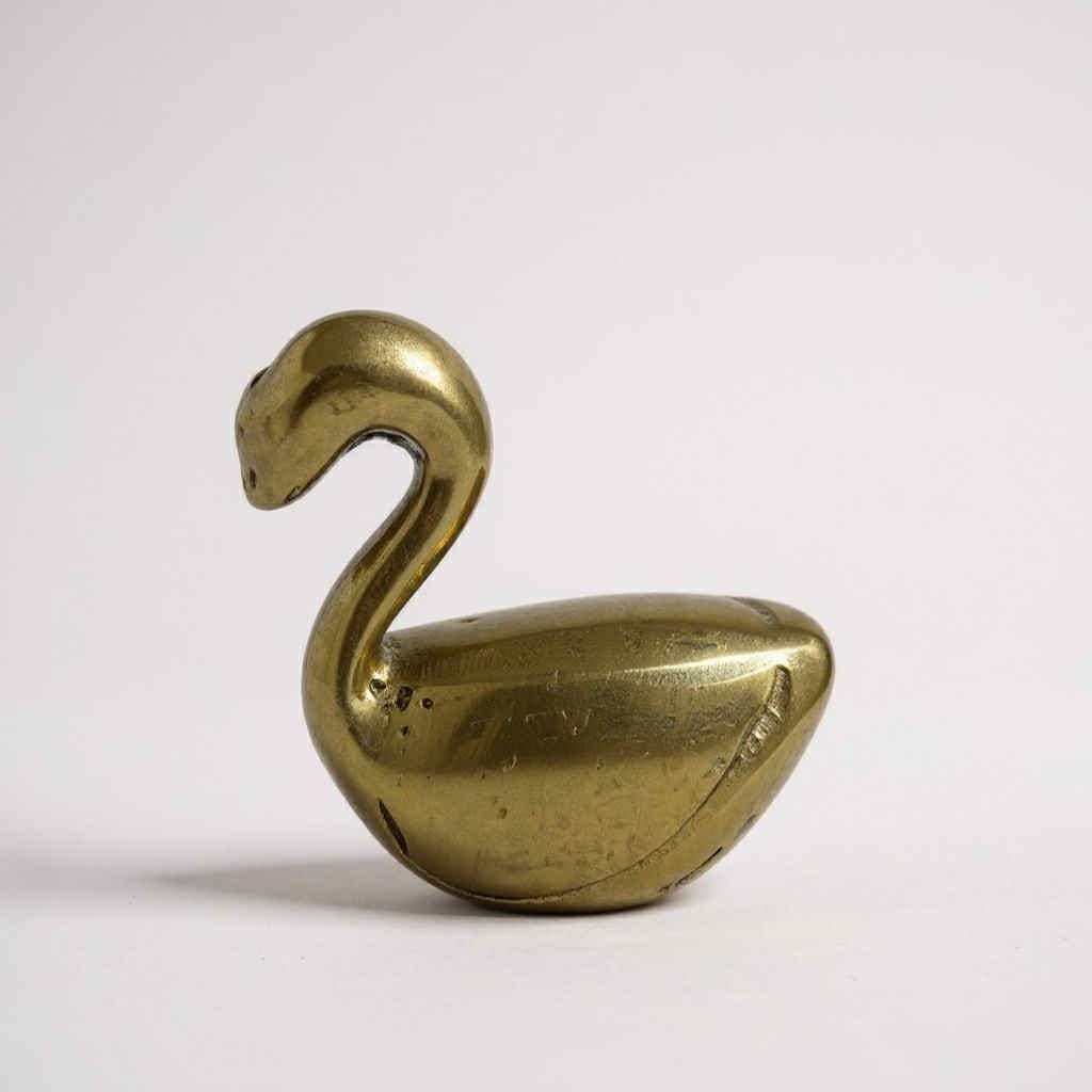 Vintage Mid-Century Brass Swan Pair