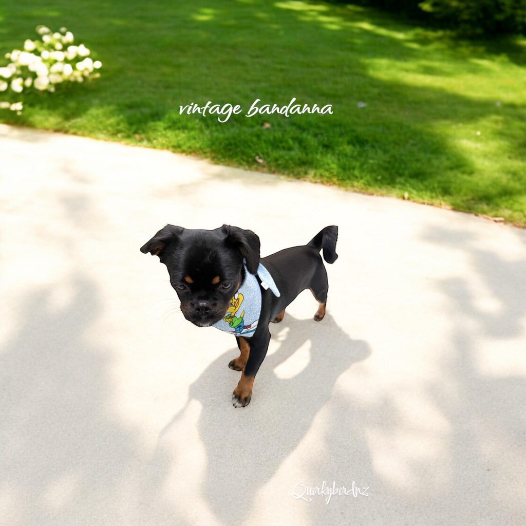 Vintage 60s Floral Dog Bandana: Reversible Tie-On Pet Wear