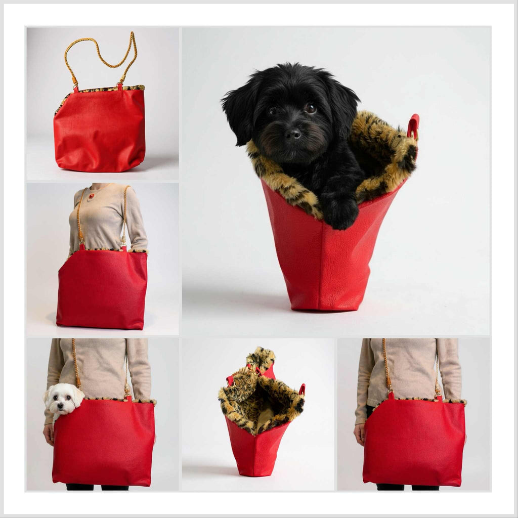 Vintage Handmade Retro 60s Fabric Bag - Red