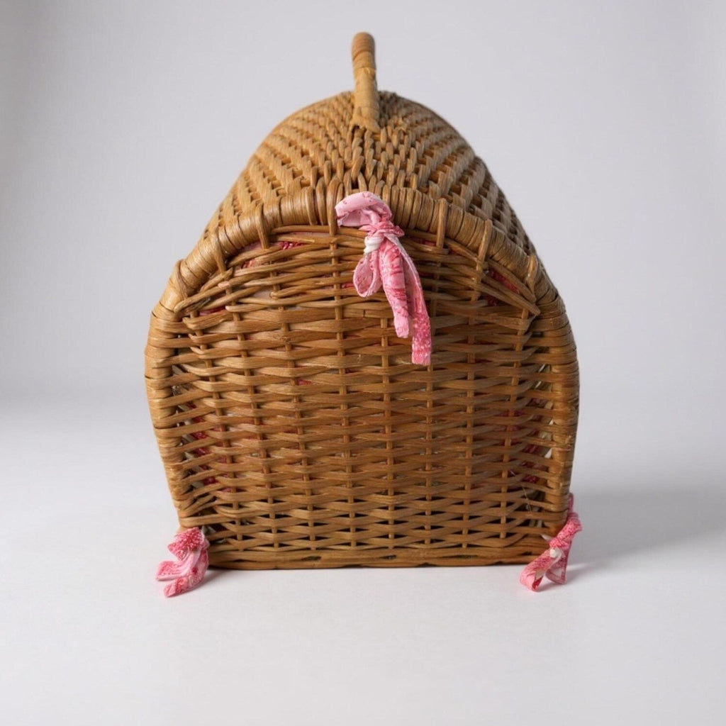 Vintage Wicker Pet Carrier - Retro Cat or Small Dog Basket