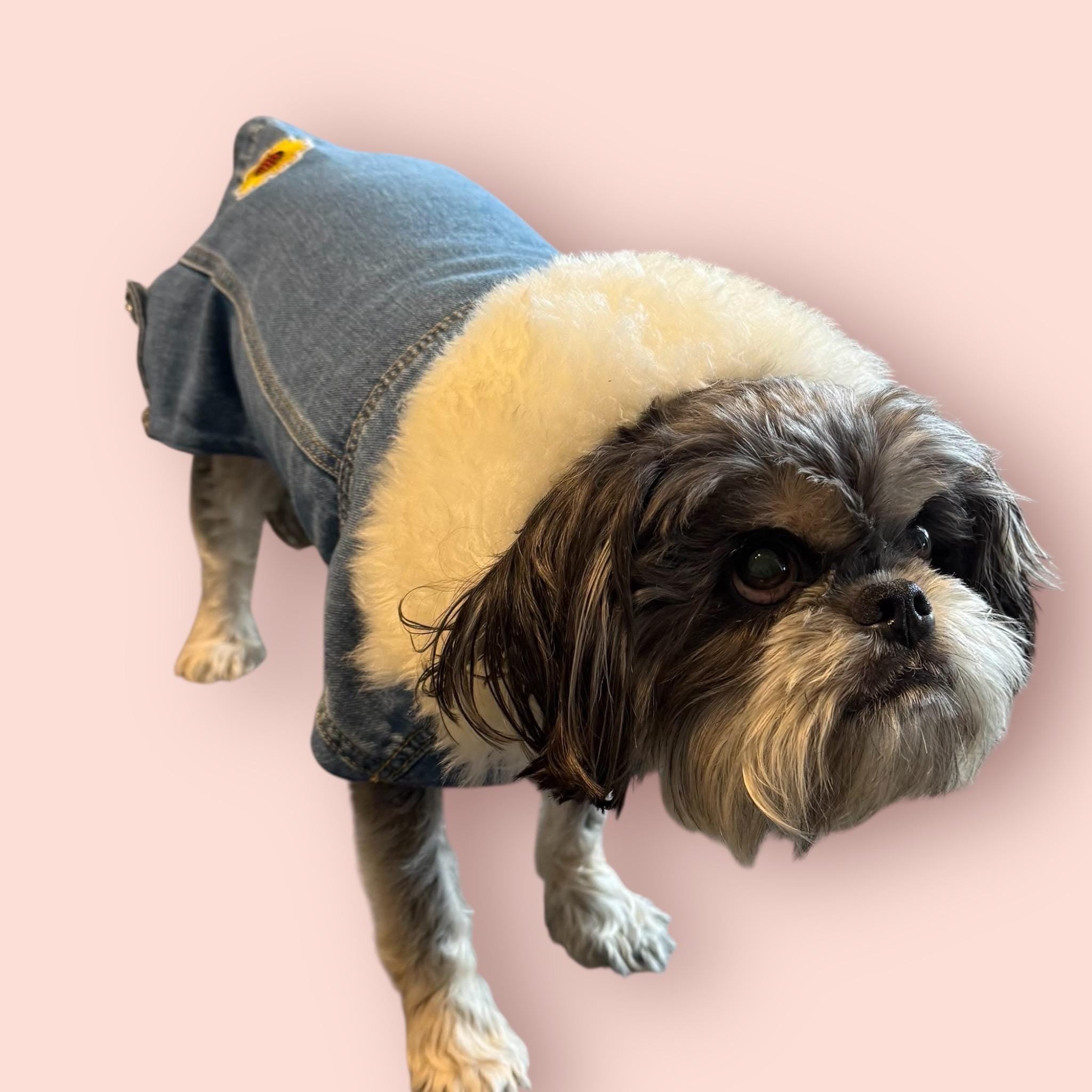 Upcycled Vintage Handmade Denim Dog Jacket - Medium