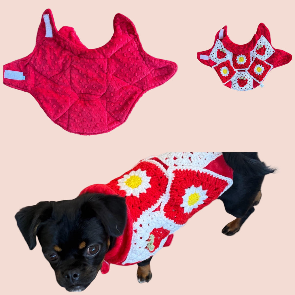 Upcycled Vintage Handmade Crochet Dog Jacket