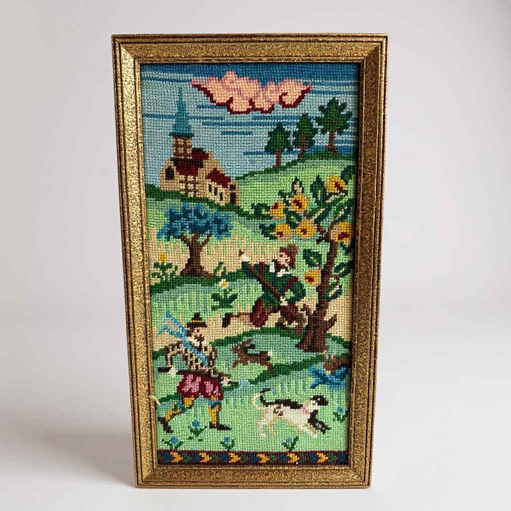 Vintage Framed Needlepoint Tapestry | Quirky Bird New Zealand