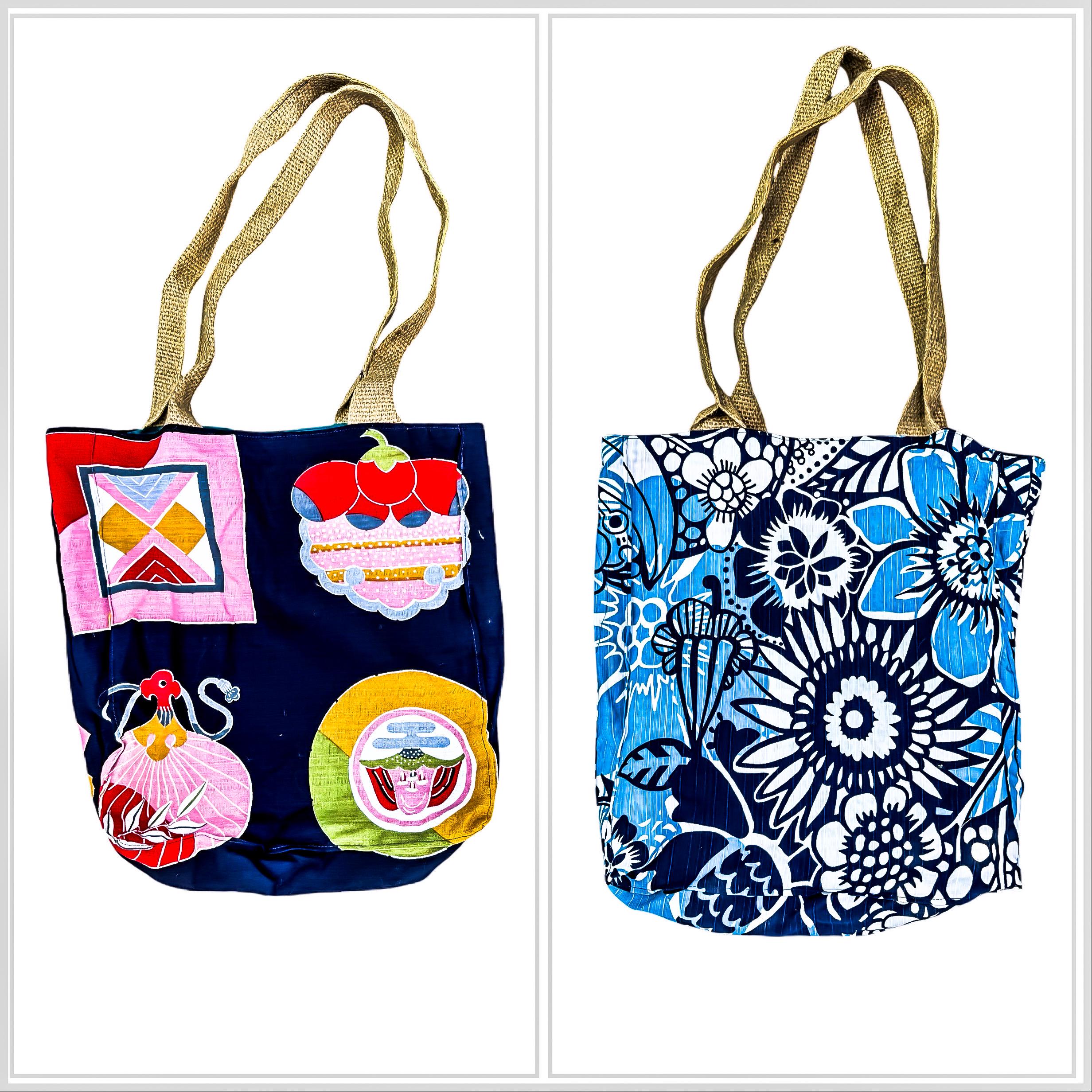 Vintage Handmade Reversible Retro 60s Fabric Tote Bag