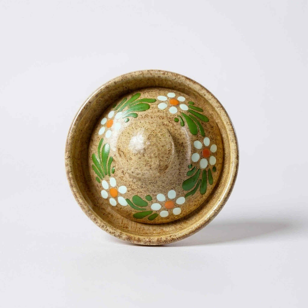 Vintage Hand-Painted Pottery Jar with Lid