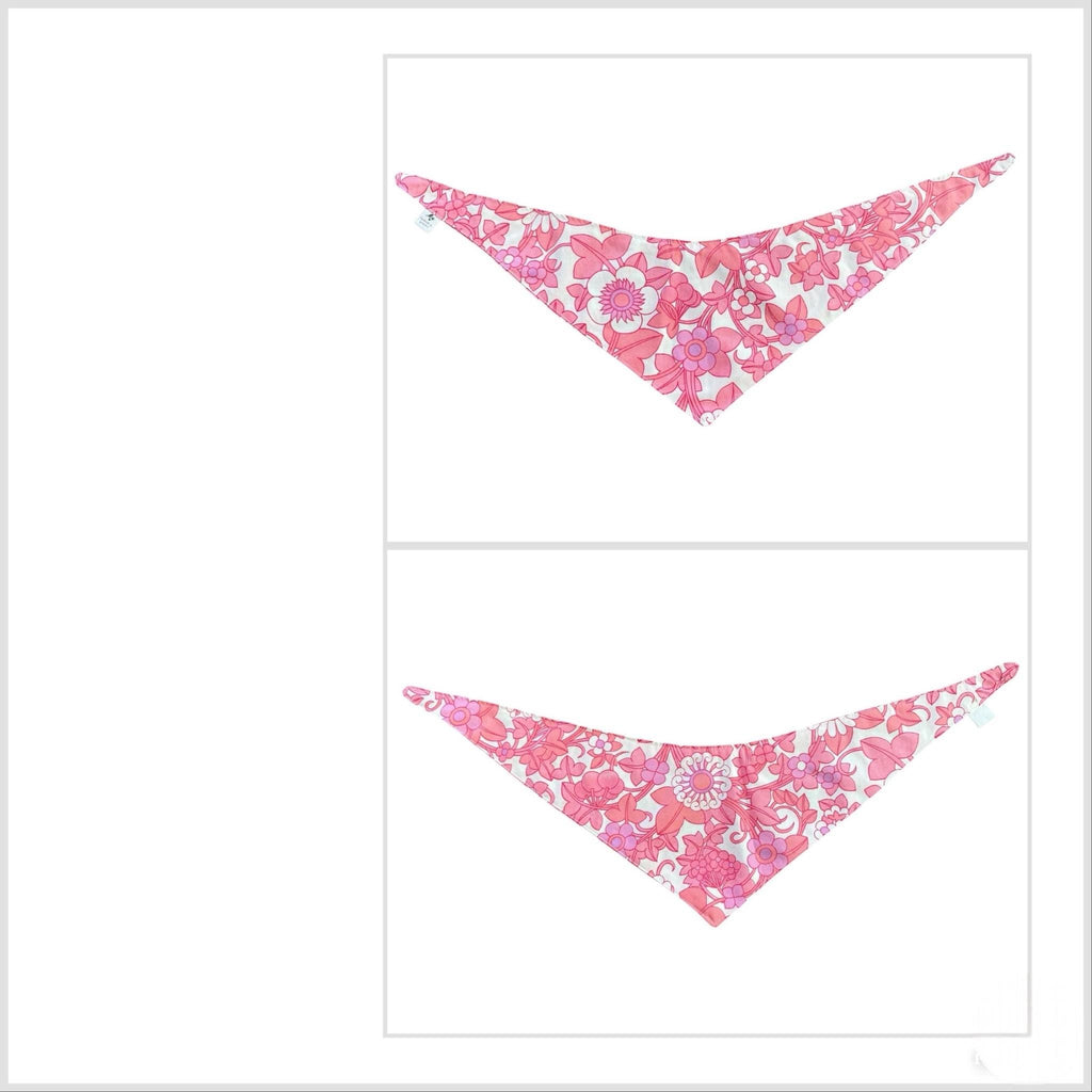 Vintage 60s Floral Dog Bandana: Reversible Tie-On Pet Wear