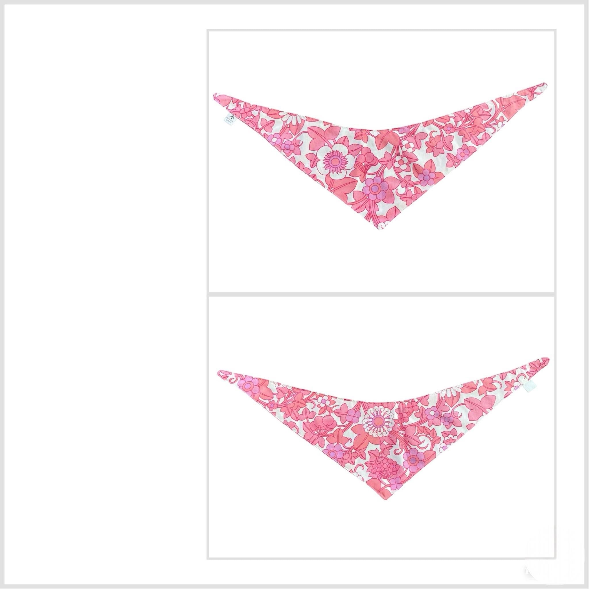 Vintage 60s Floral Dog Bandana: Reversible Tie-On Pet Wear