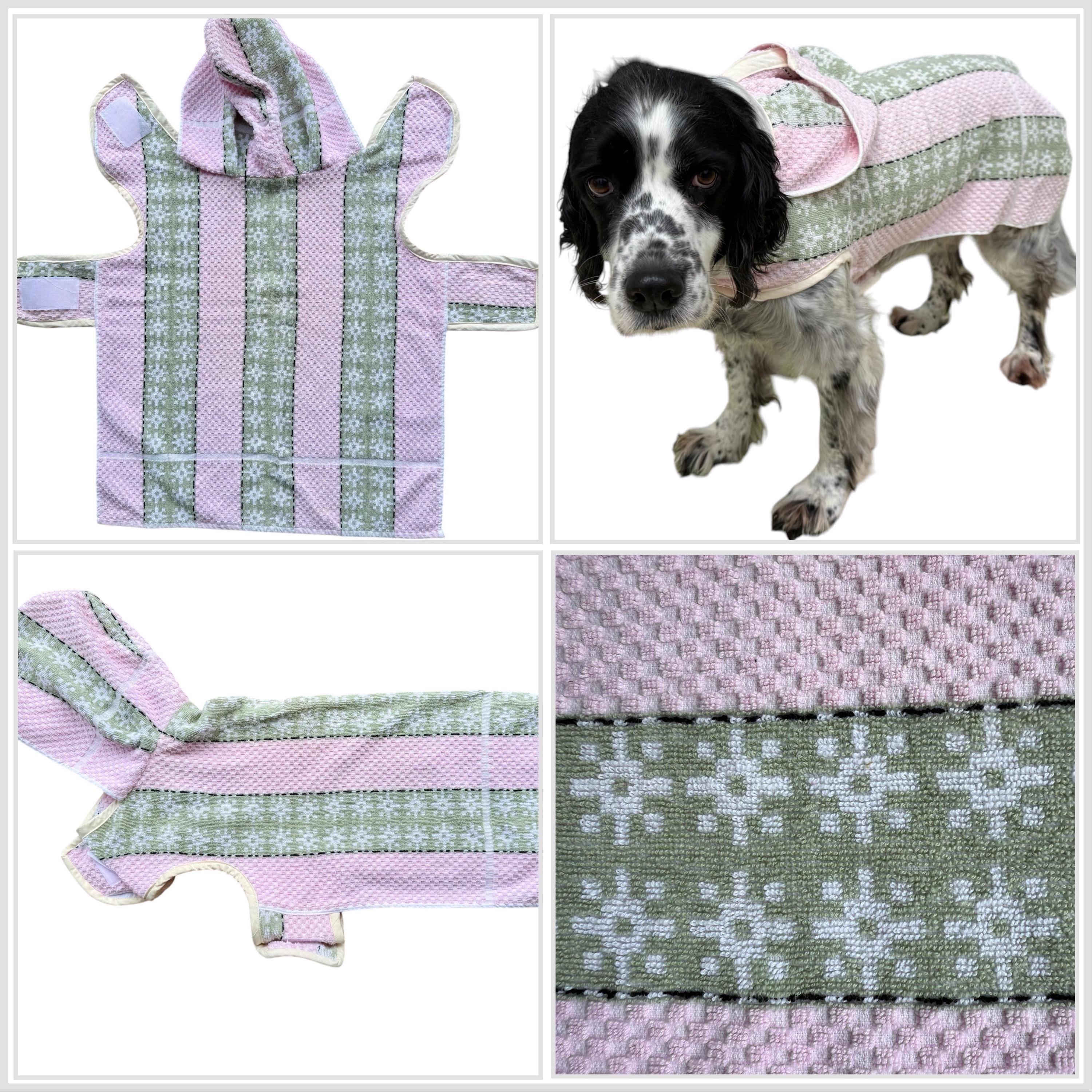 Retro Vintage Handmade Towelling Dog Jackets - Large