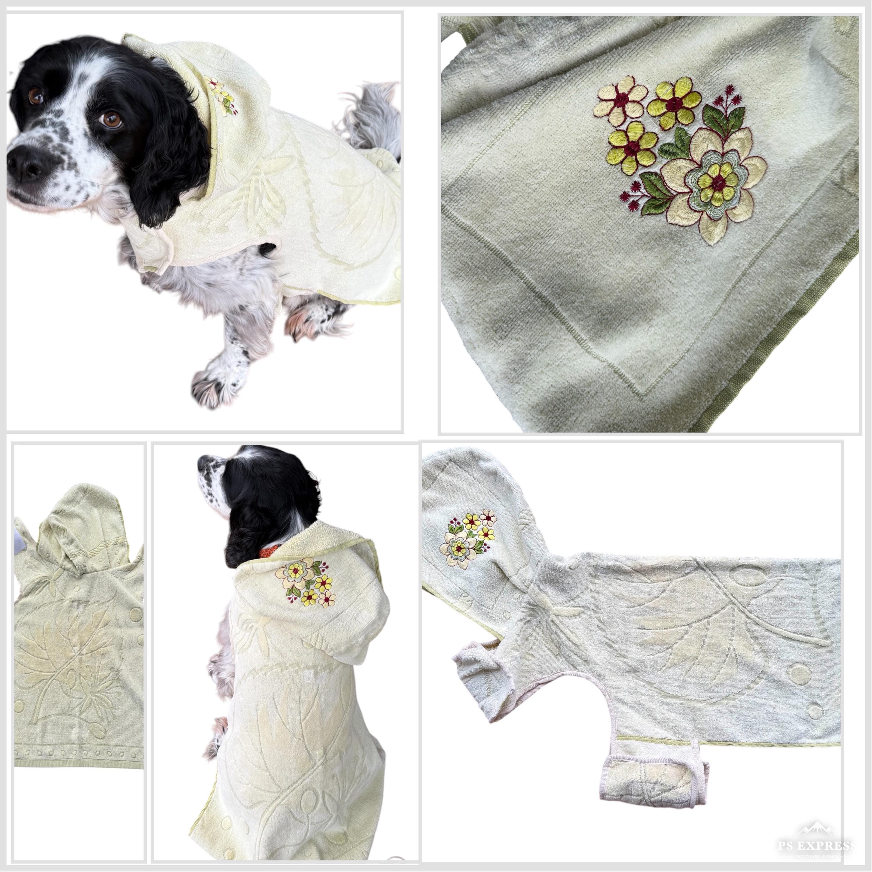 Retro Vintage Handmade Towelling Dog Jackets - Large