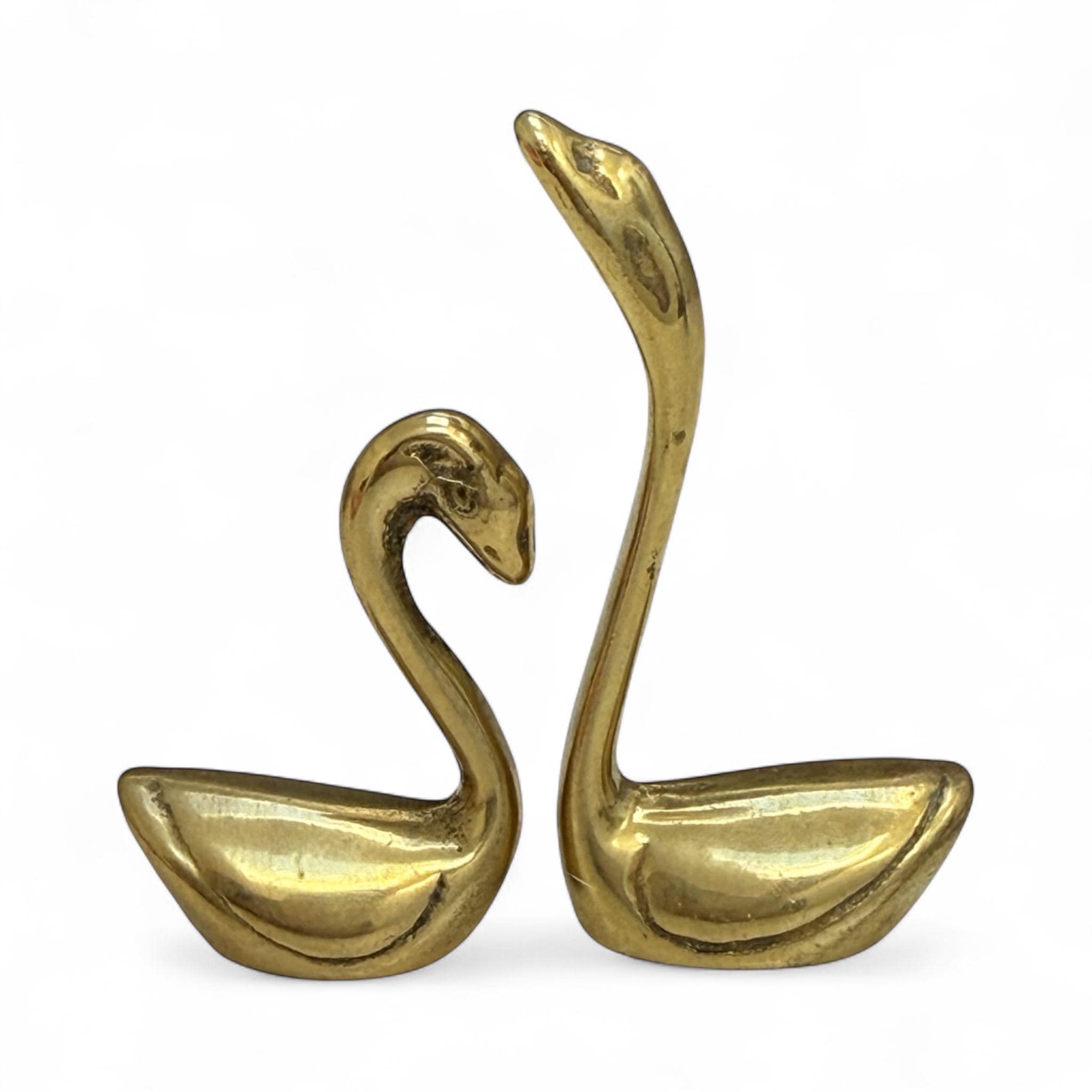Vintage Mid-Century Brass Swan Pair