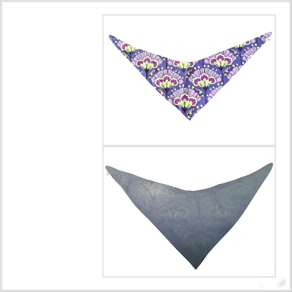 Vintage 60s Floral Dog Bandana: Reversible Tie-On Pet Wear