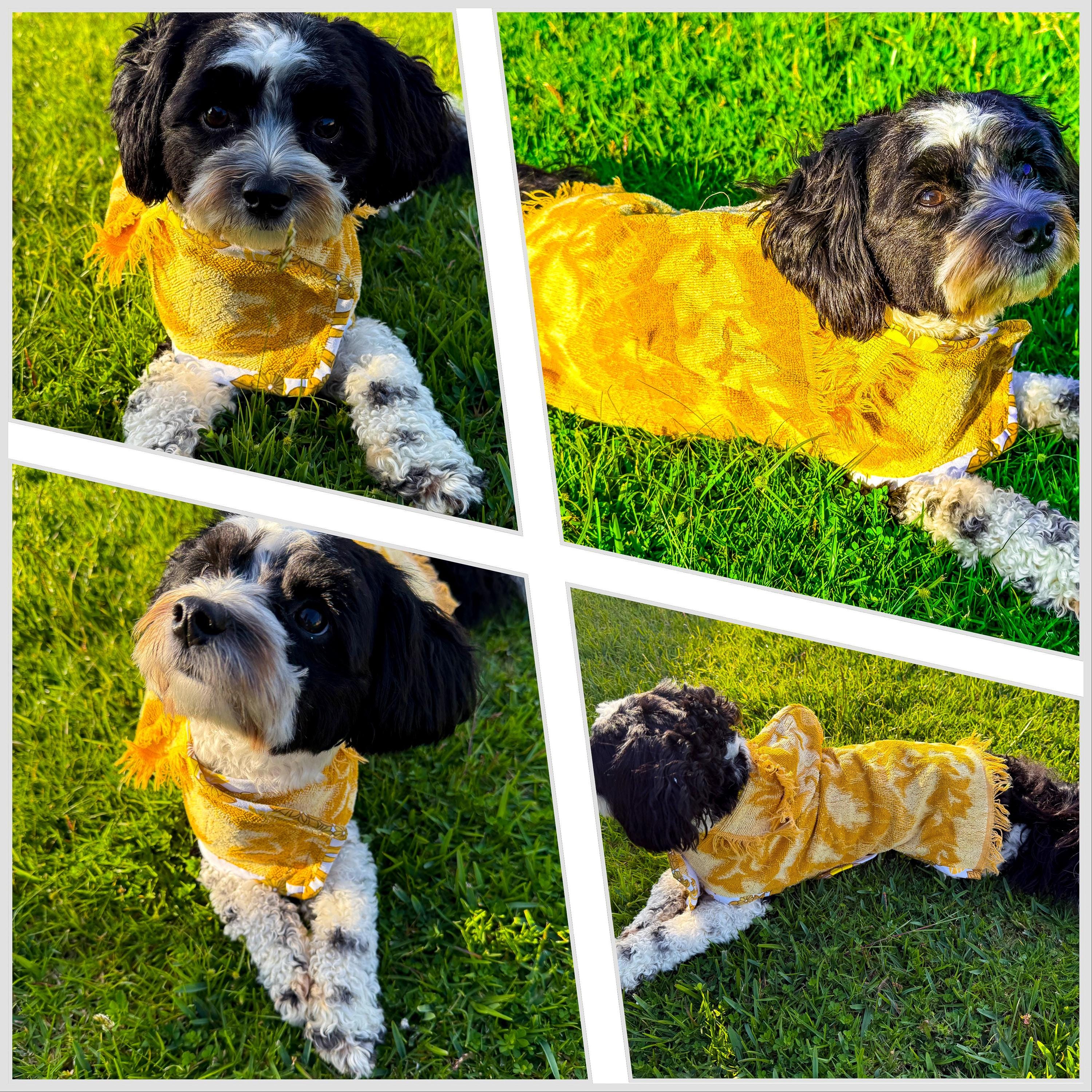 Retro Vintage Handmade Towelling Dog Jackets - Small