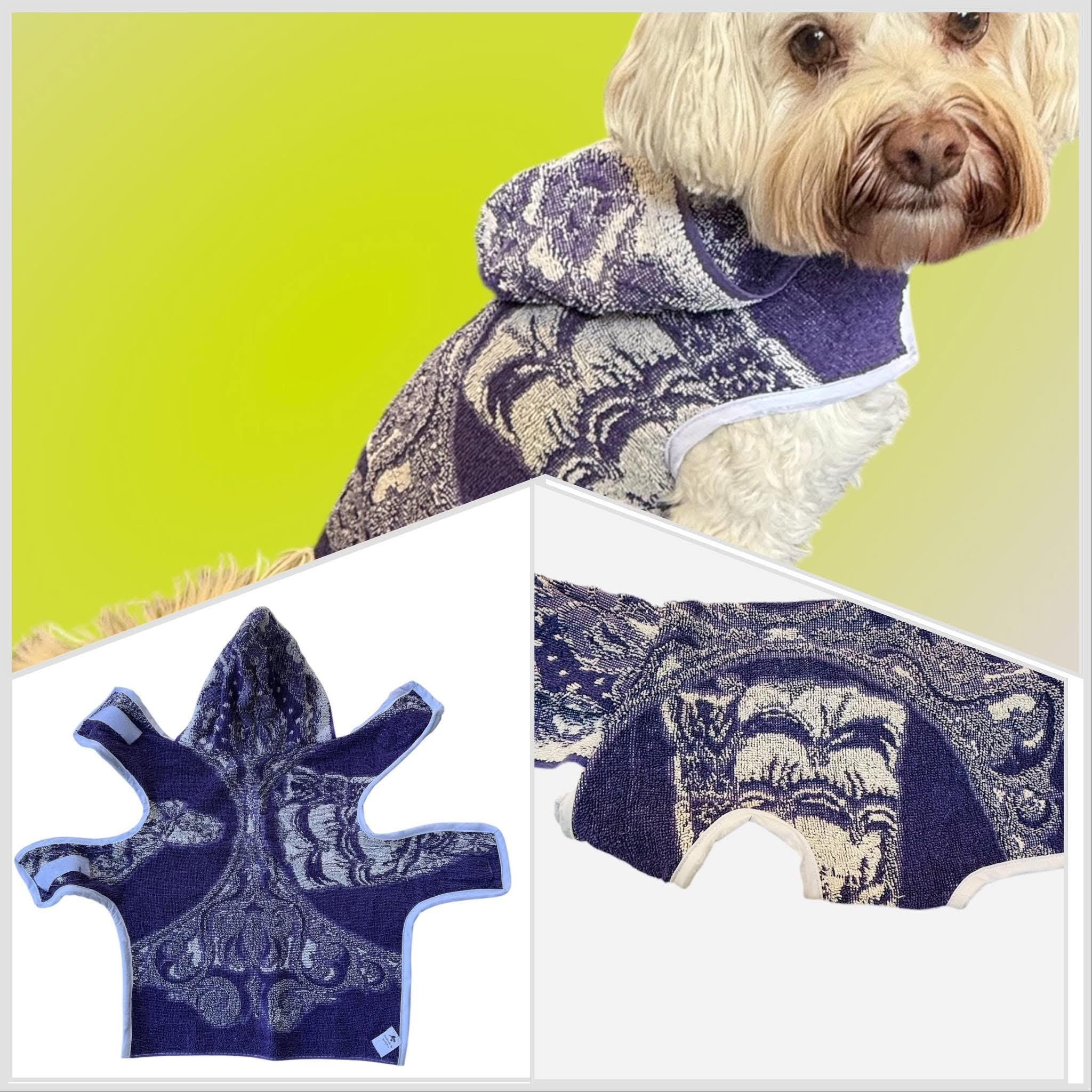Retro Vintage Handmade Towelling Dog Jackets - Medium