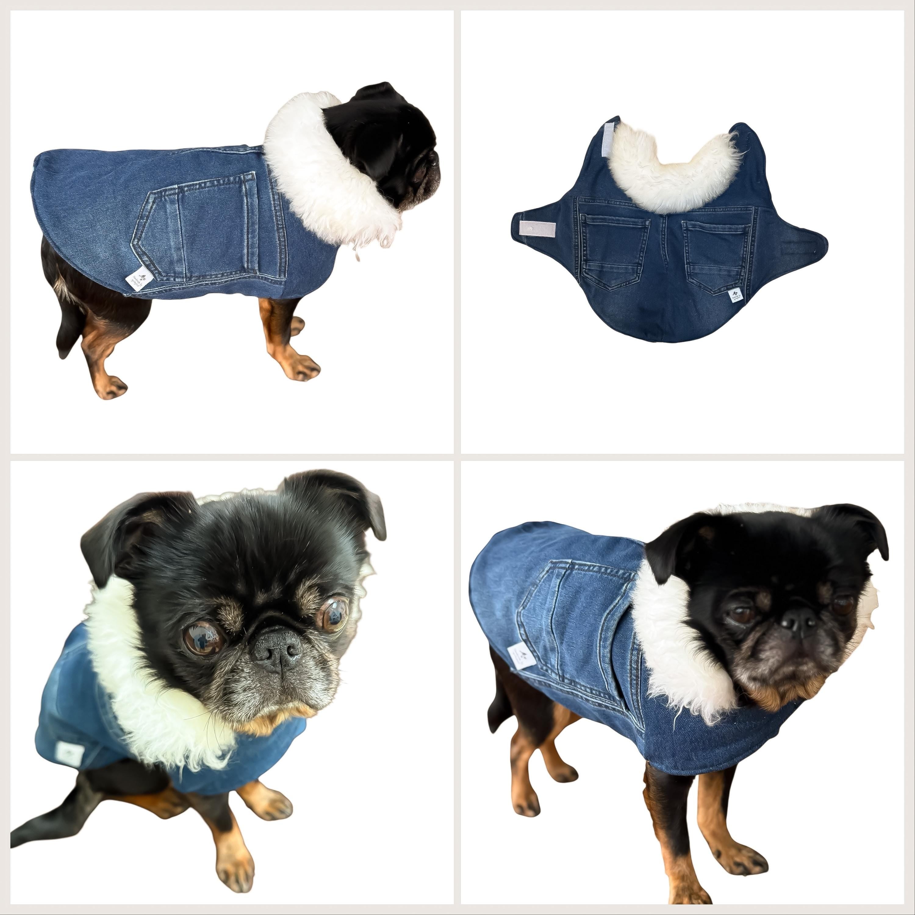 Upcycled Vintage Handmade Denim Dog Jacket - Small