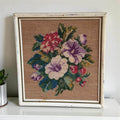 Vintage Framed Floral Needlepoint Art