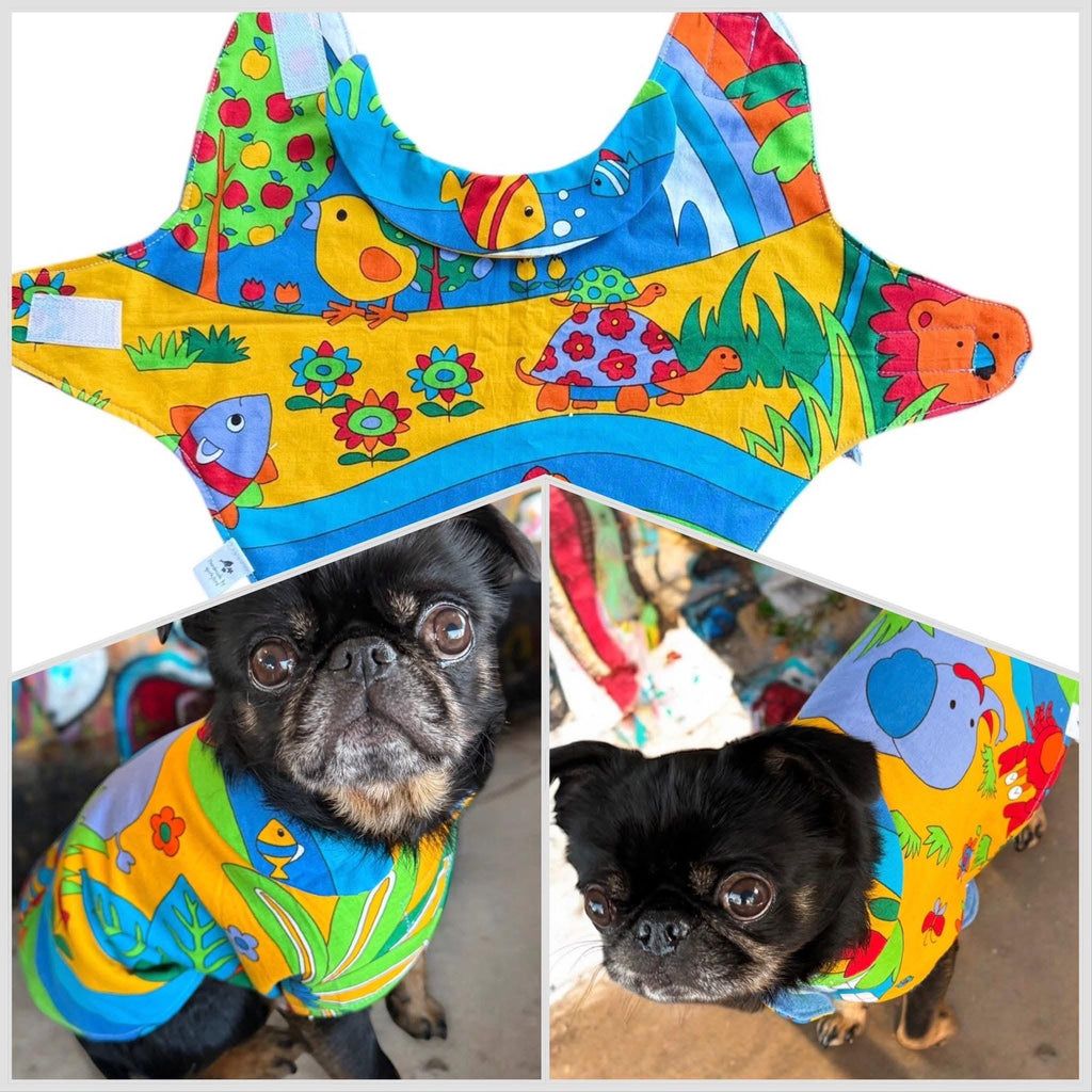 Upcycled Retro 60s Fabric Crochet Dog Jackets