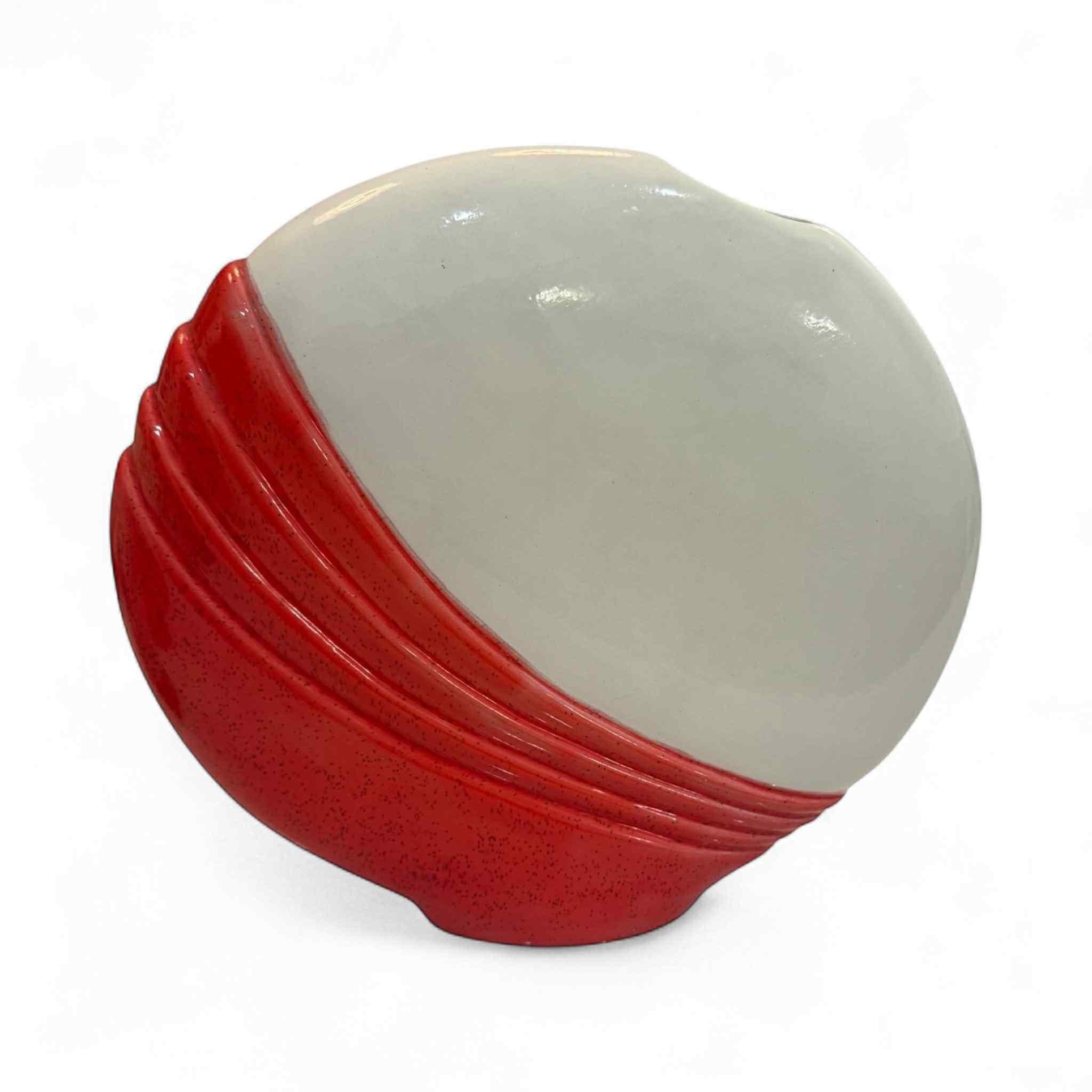 Vintage Retro Ceramic Vase - Red & White Floral