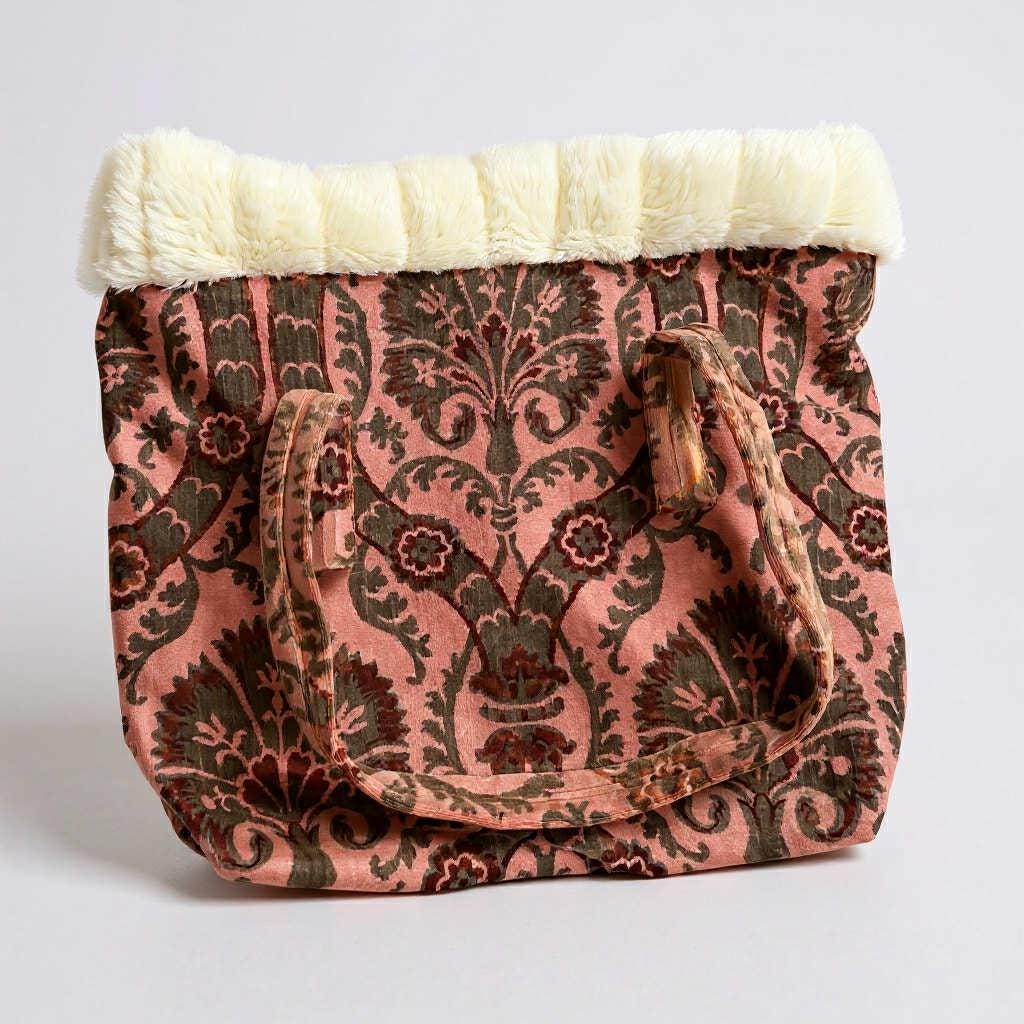 Vintage Handmade Retro 60s Fabric Velvet Bag