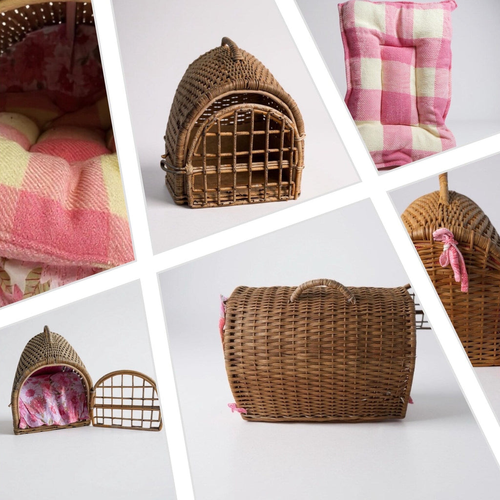 Vintage Wicker Pet Carrier - Retro Cat or Small Dog Basket