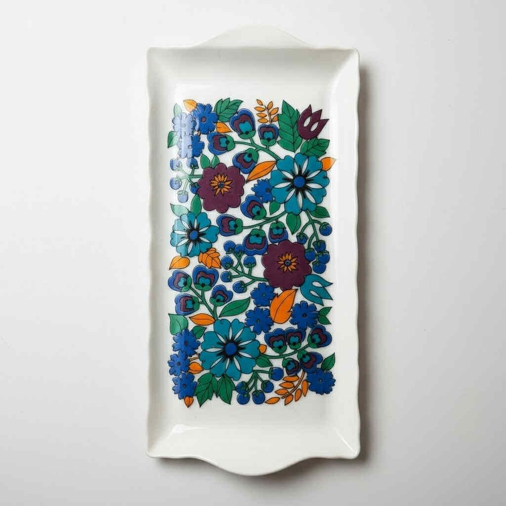 Vintage Westminster Pottery Rectangular Dish Retro - Floral Pattern