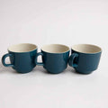 Set of 3 Vintage Crown Lynn Mugs NZ Pottery - Deep Teal Glaze
