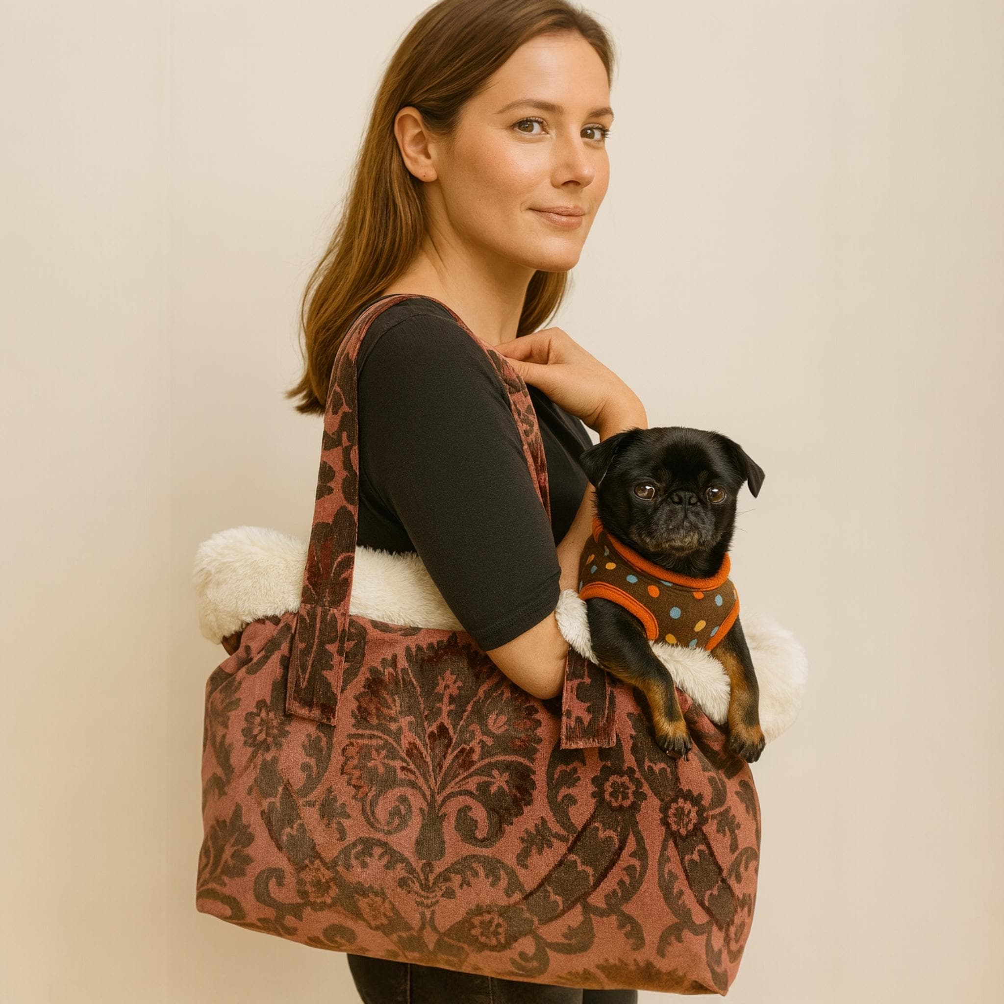 Vintage Handmade Retro 60s Fabric Velvet Bag