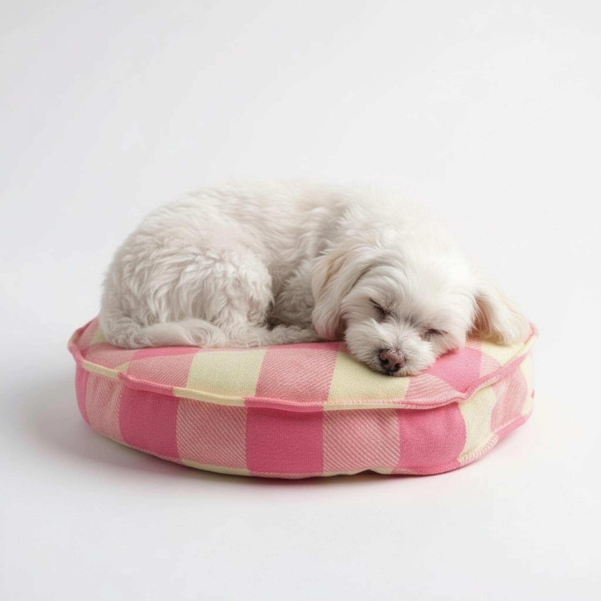 Vintage Handmade Wool & Blanket Beds - Checked Pink & White