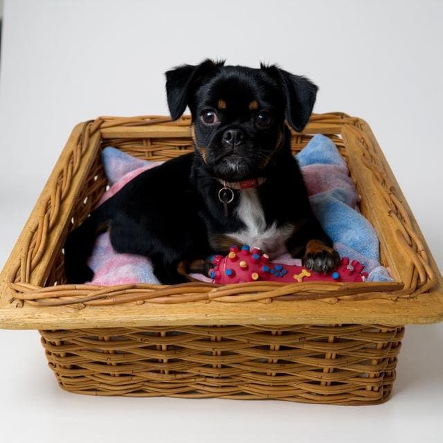 Vintage Handmade Wollen Basket Beds - Pink & Blue