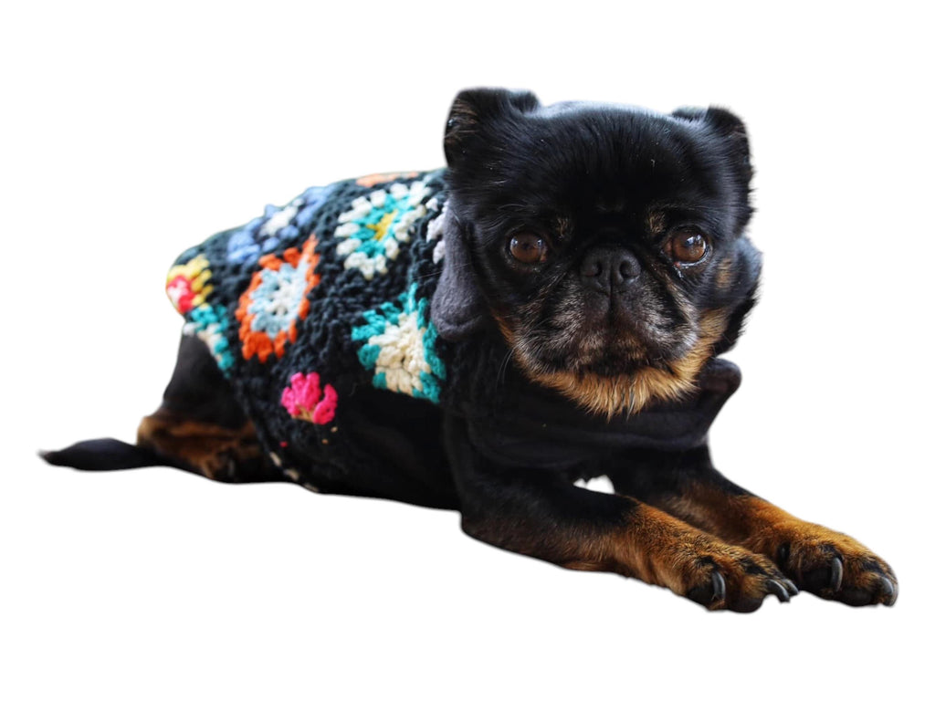 Upcycled Vintage Handmade Retro Crochet Dog Jacket