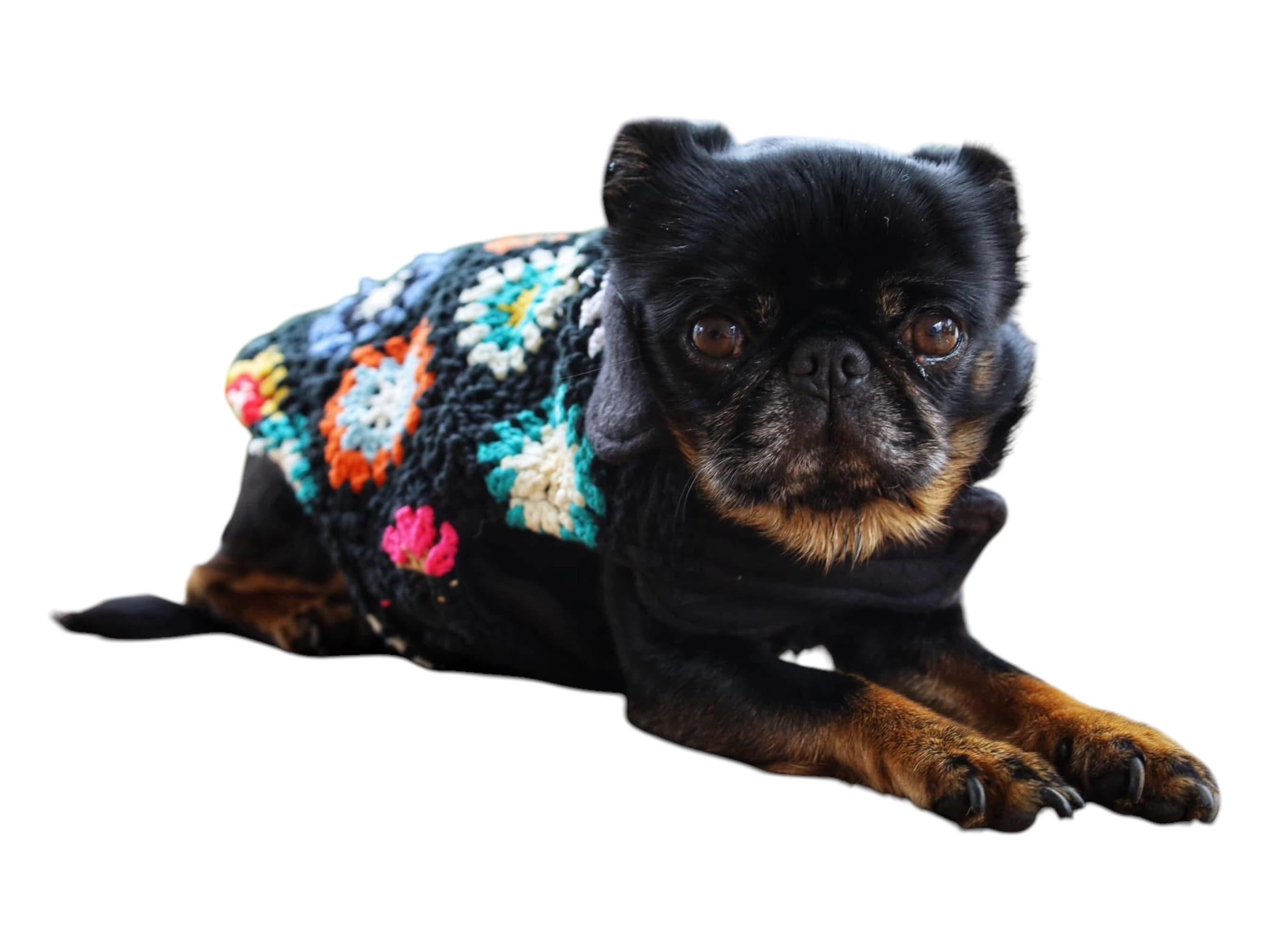 Upcycled Vintage Handmade Retro Crochet Dog Jacket