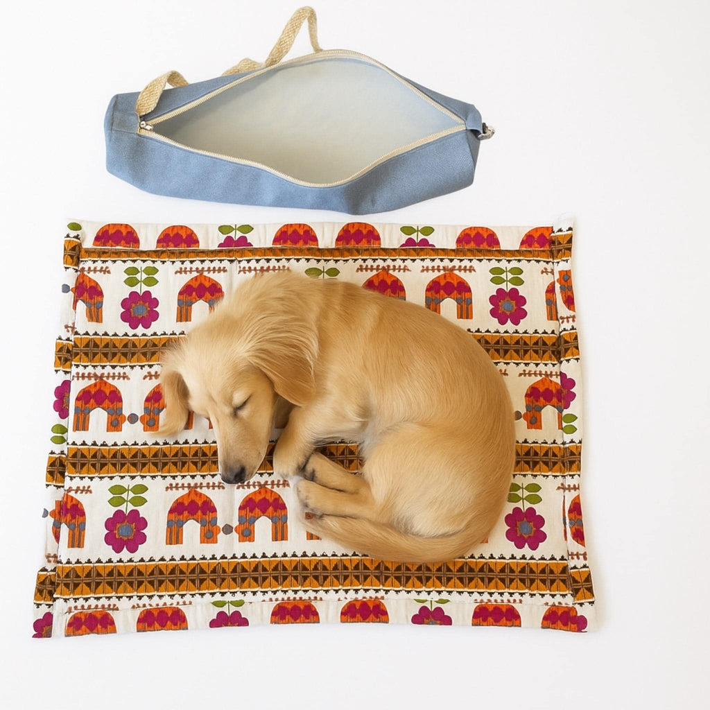 Vintage Handmade Fabric Bag & Mat