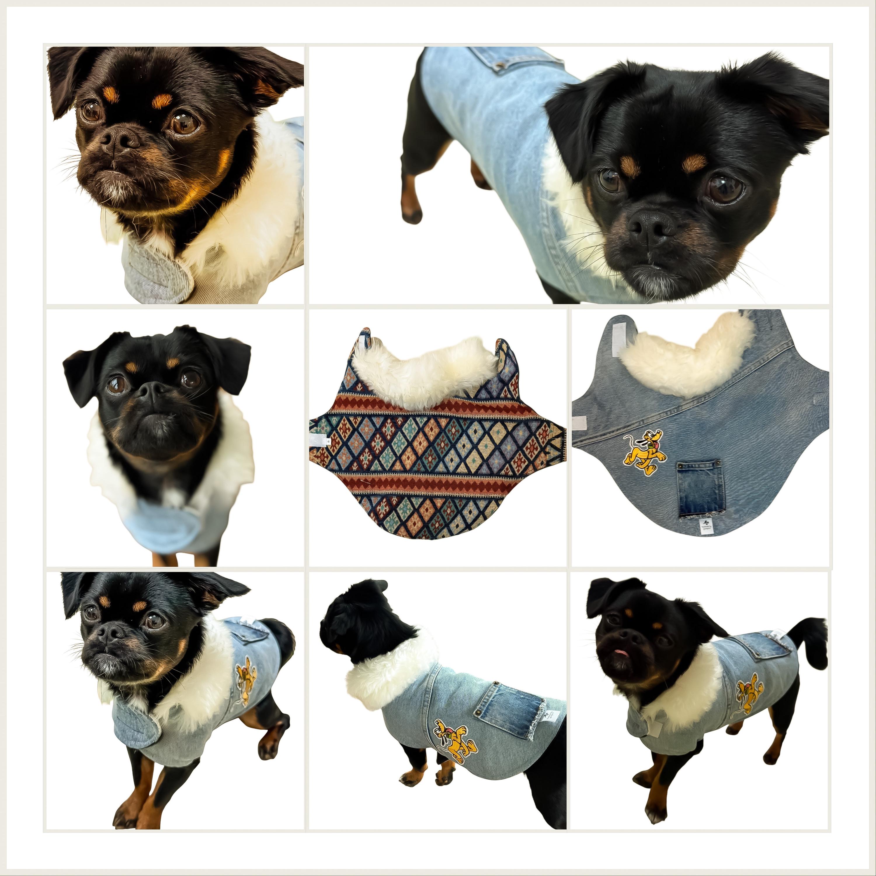 Upcycled Vintage Handmade Denim Dog Jacket - Small