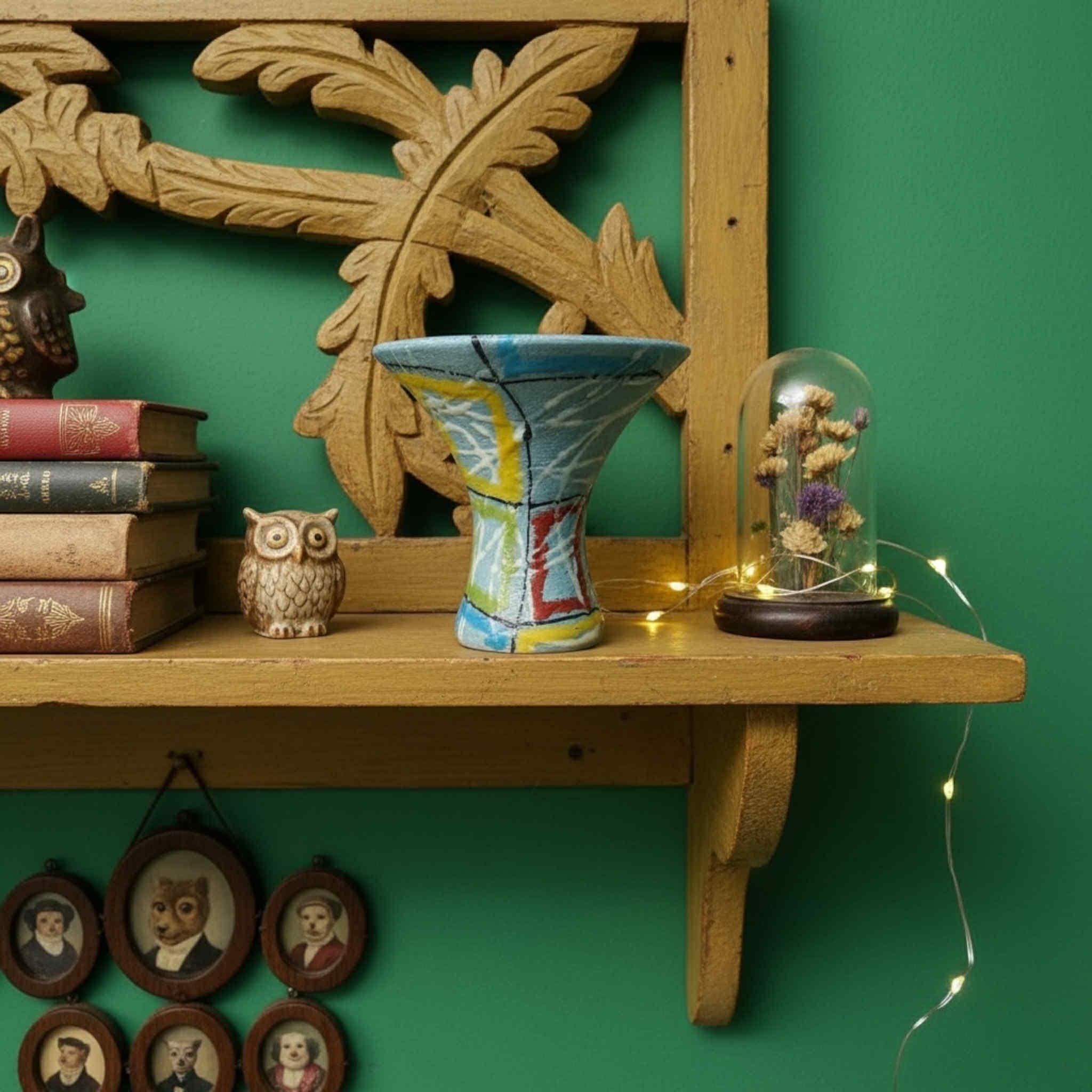 Mid-Century Italian Hand-Painted Vase - Geometric Design