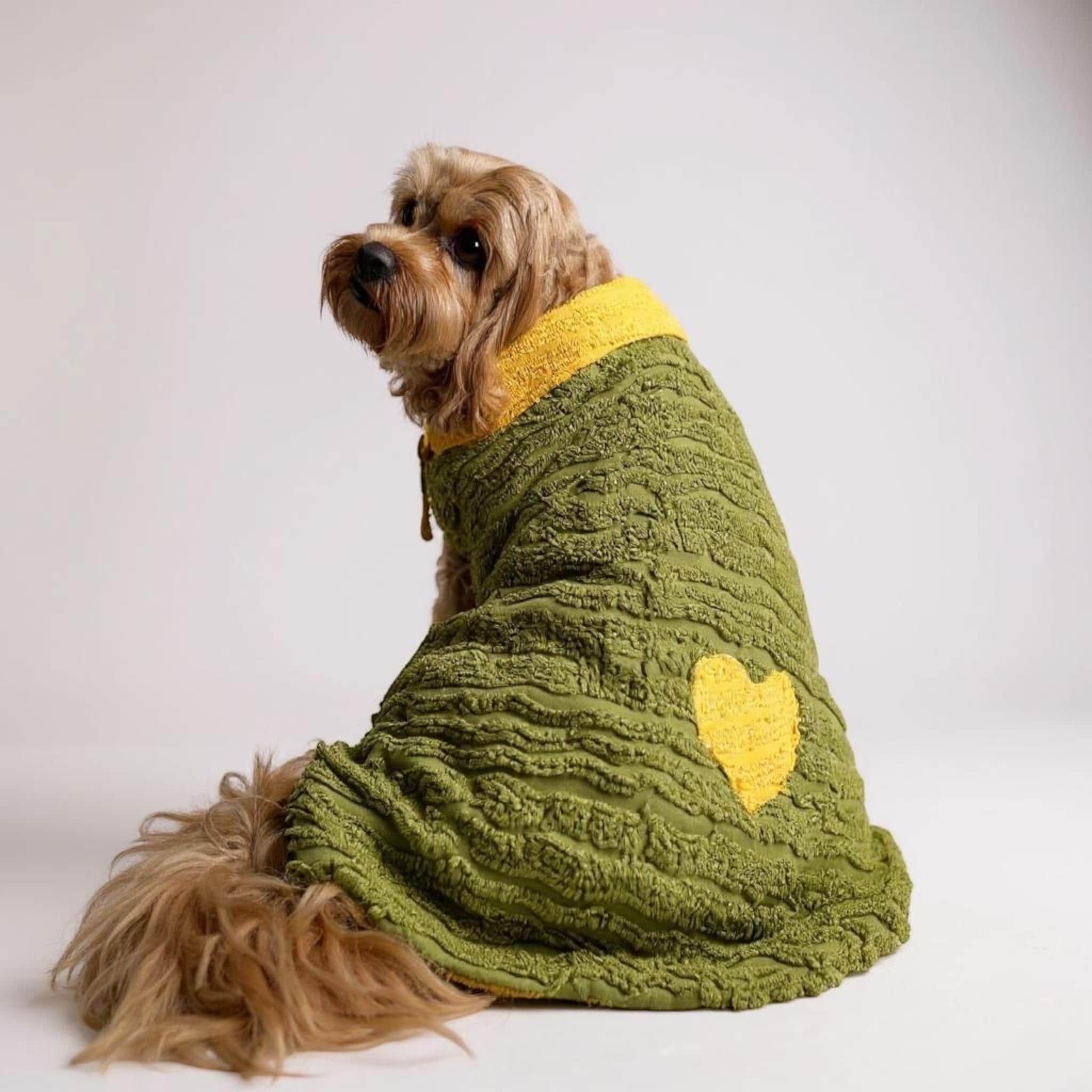 Upcycled Candlewick Dog Jacket: Reversible Vintage Pet Coat