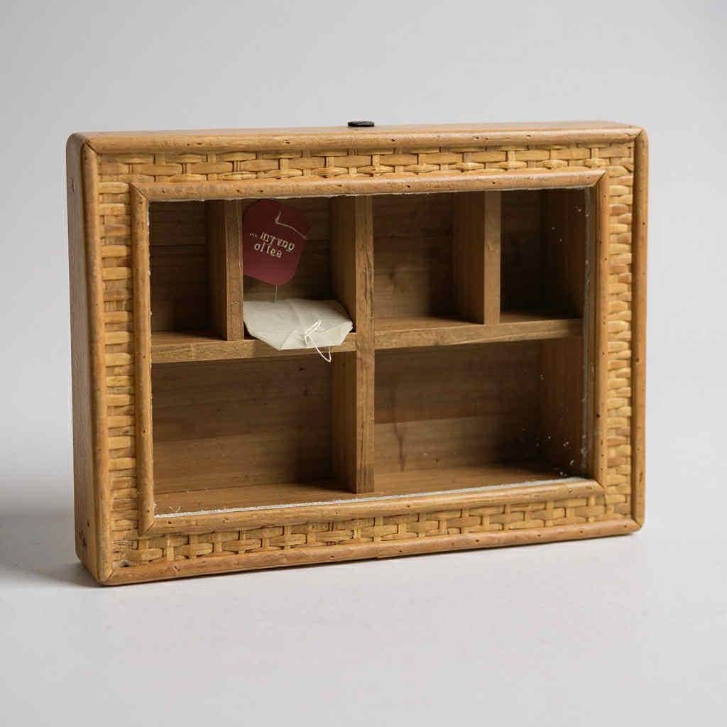 Vintage Woven Rattan Display Box with Glass Lid