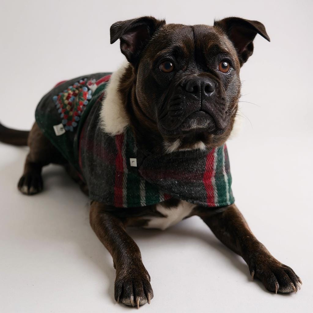 Upcycled Vintage Crochet Patch Wool Dog Jacket - Large