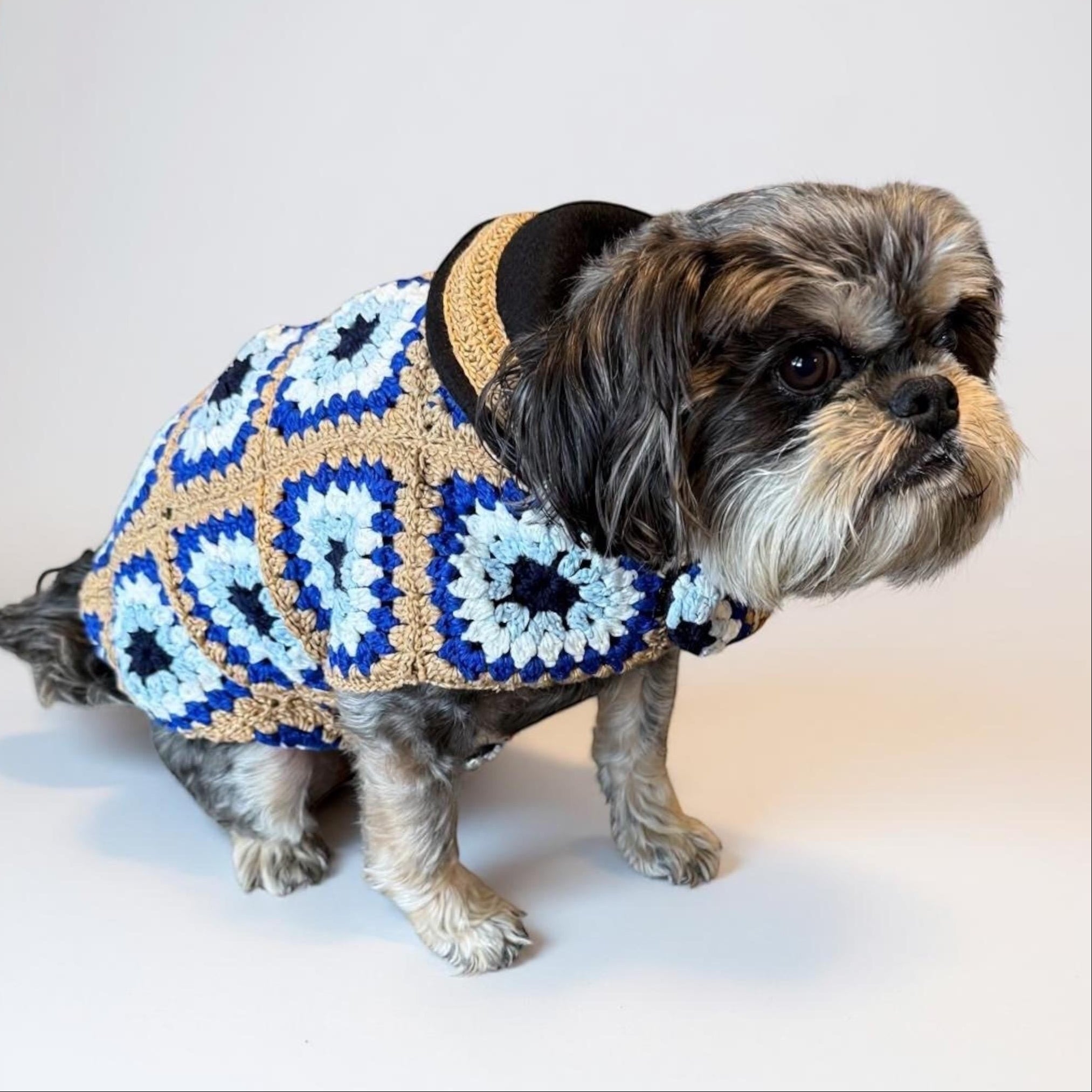 Upcycled Vintage Handmade Crochet Dog Jacket